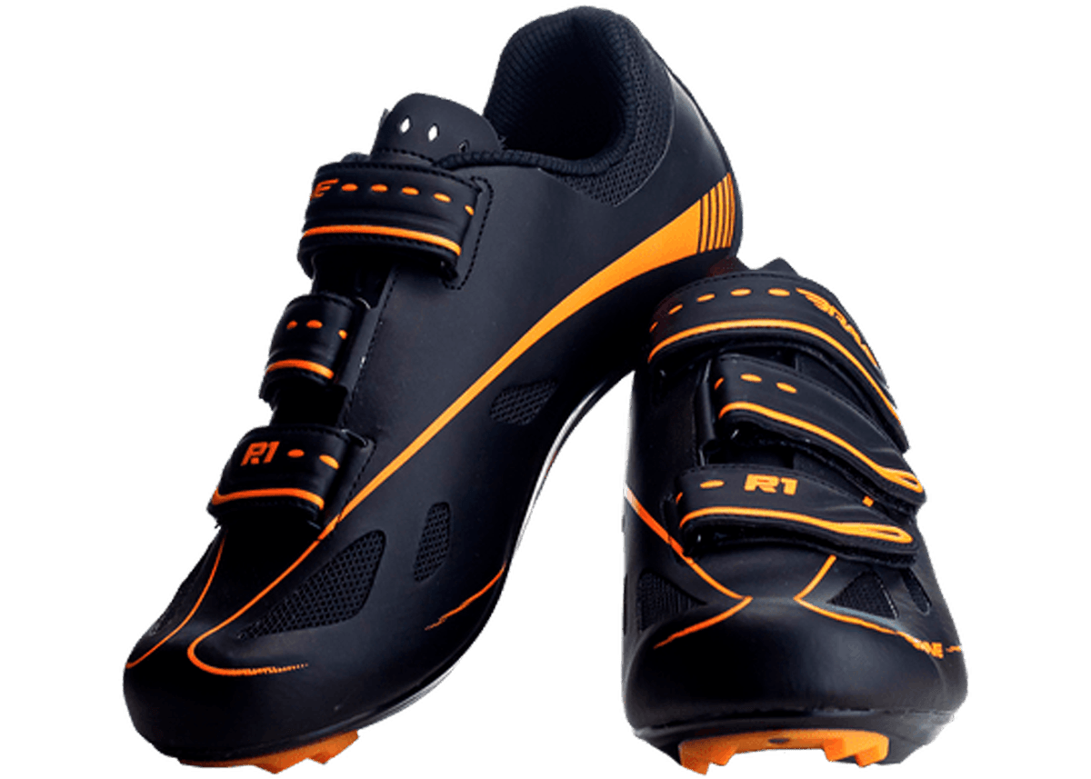 SAPATILHA CICLISMO R1 PRETO/LARANJA  BRAVE -   ( 36 BR)