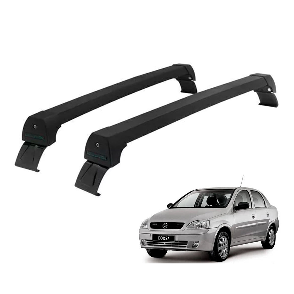 RACK LONG LIFE SPORT ALUM. PRETO P/ CHEVROLET CORSA SEDAN 4P 2004+ (PCrs-4)