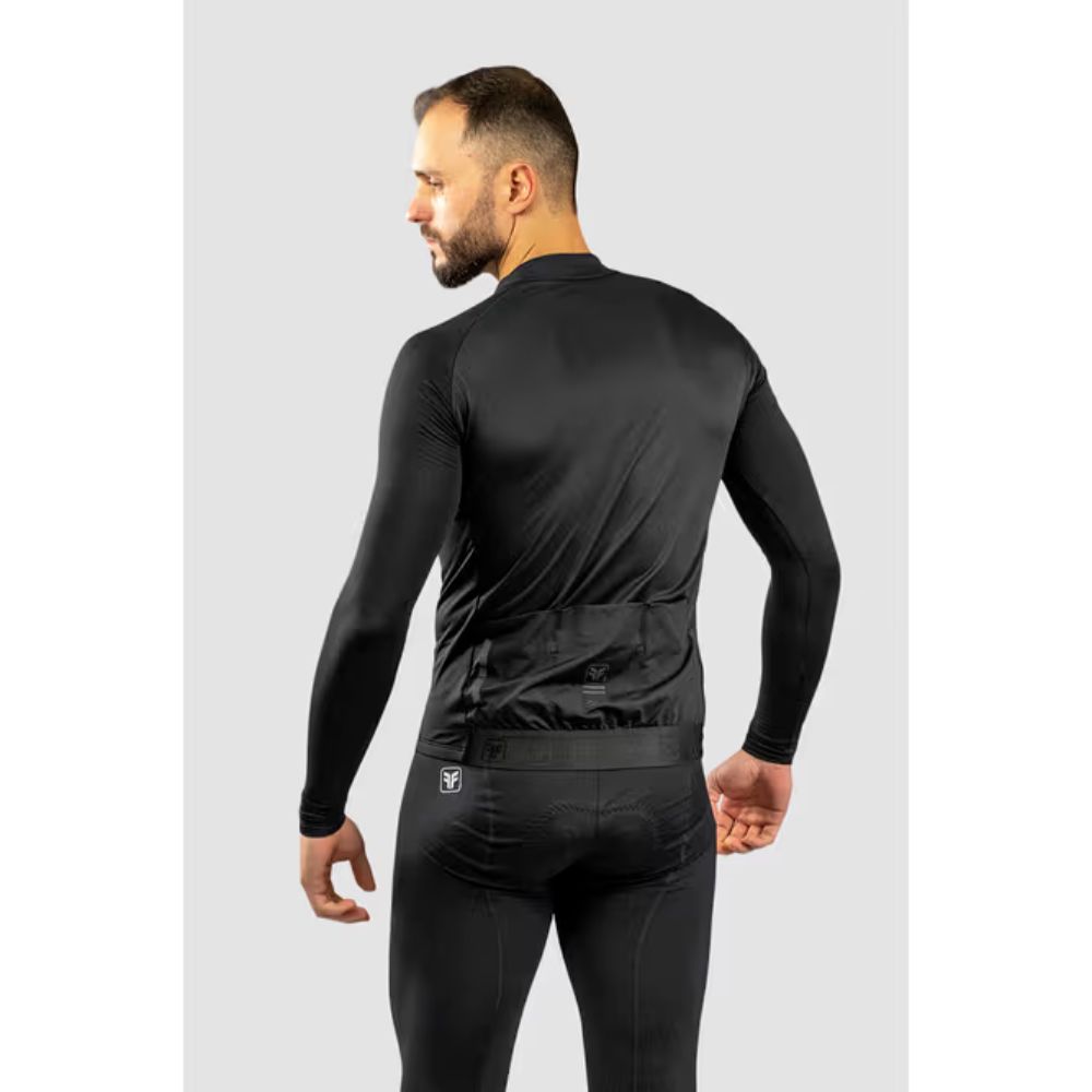 Camisa Ciclismo Free Force Start Manga Longa Black Peluciada