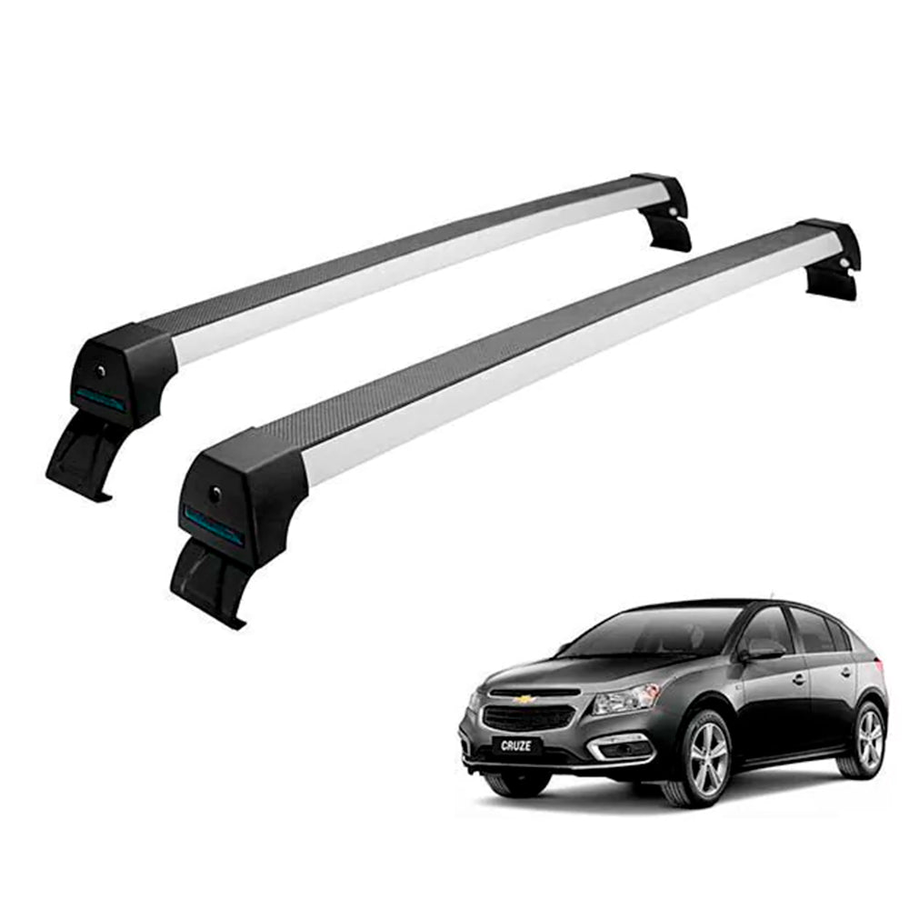 RACK LONG LIFE SPORT ALUM. PRATA P/ CHEVROLET CRUZE HATCH - ATÉ 2015 (ACrz)