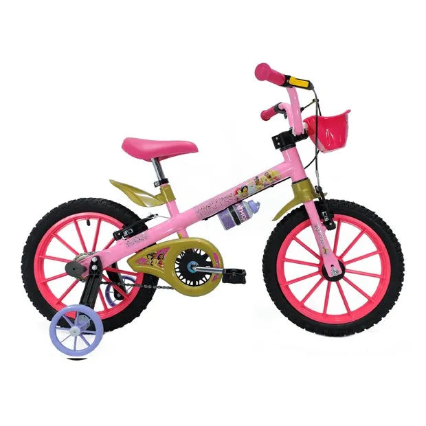 Bicicleta 16 Nathor Princesas Feminina - Rosa/Amarelo