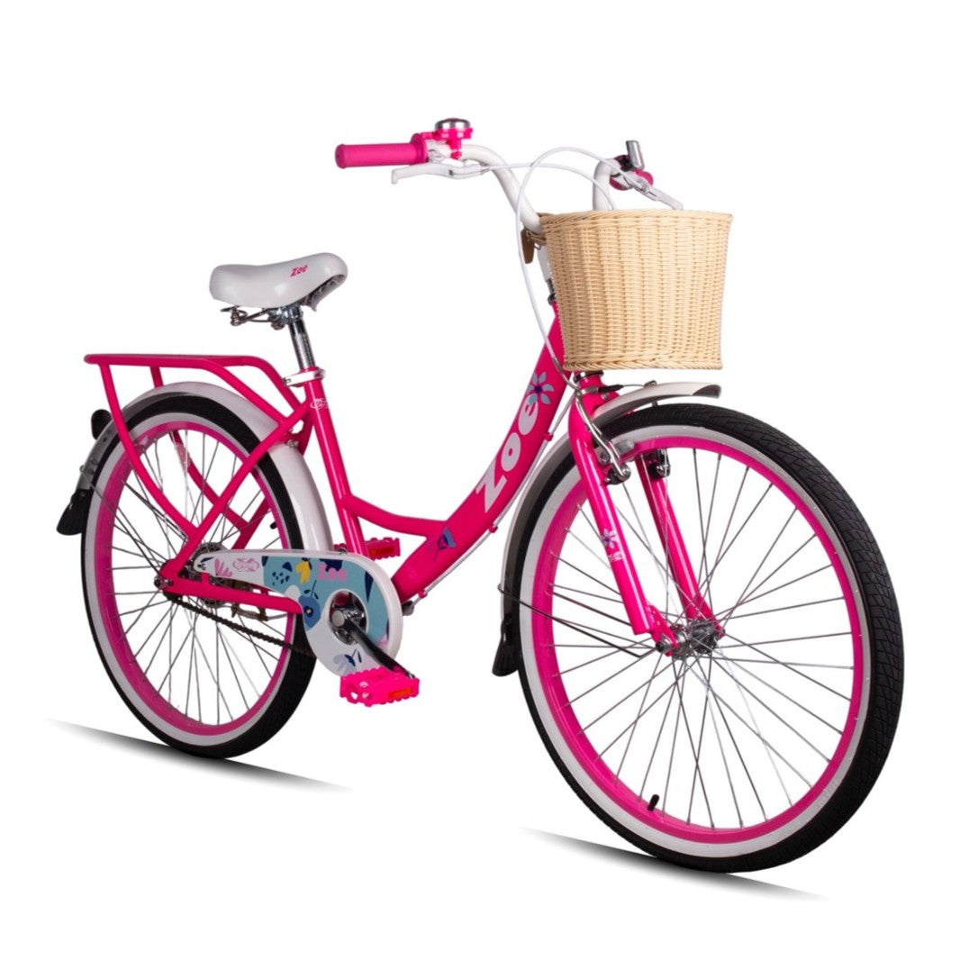 Bicicleta Aro 24 Pro-X Zoe Retrô Rosa Neon