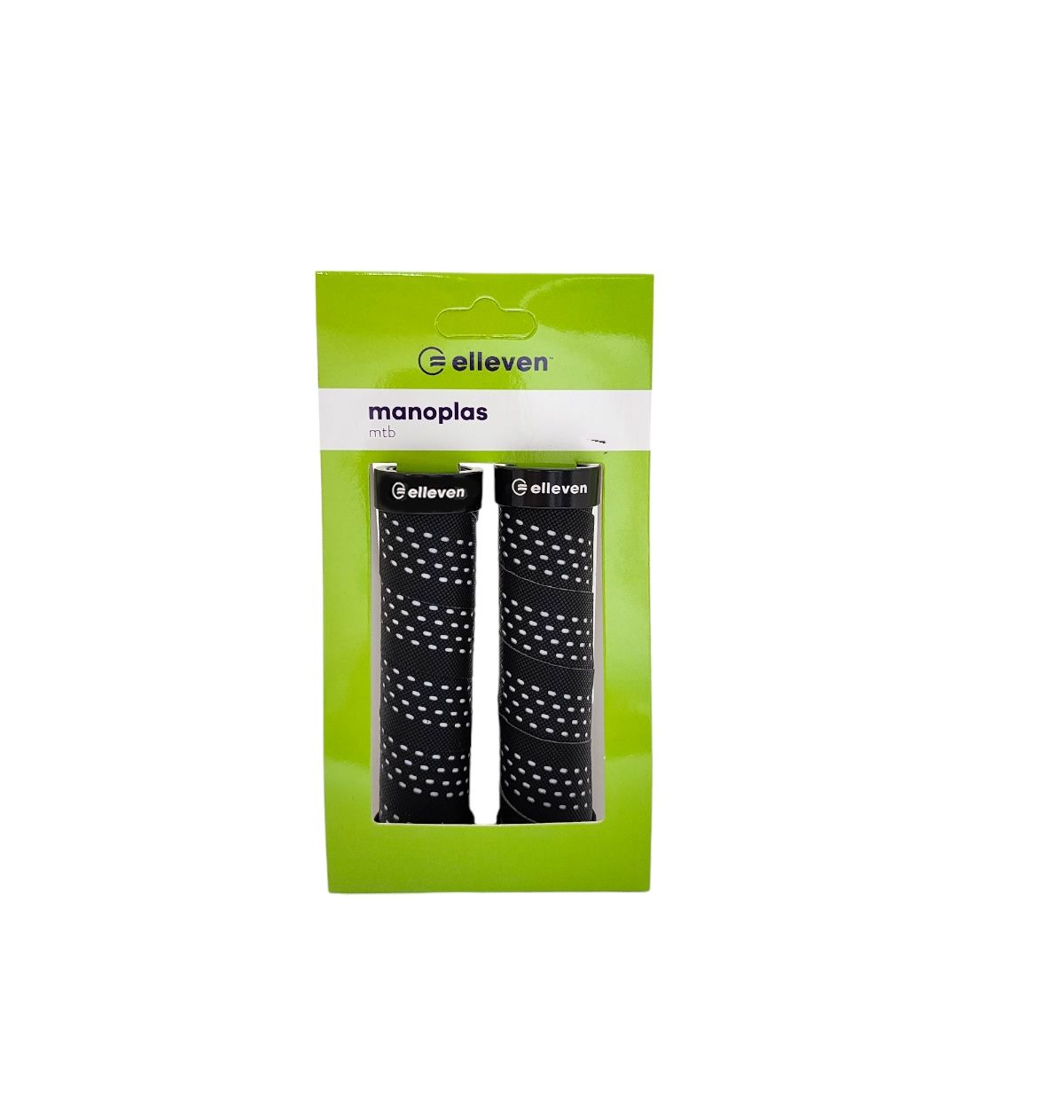 MANOPLA MTB EM EVA COM TRAVA 130MM ELLEVEN PRETO/BRANCO
