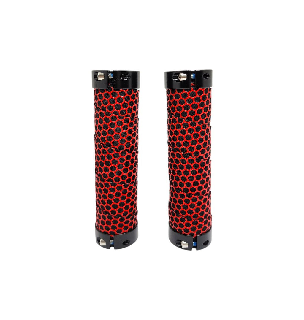 MANOPLA MTB EM EVA COM TRAVA 130MM RELEVO ELLEVEN PRETO/VERMELHO