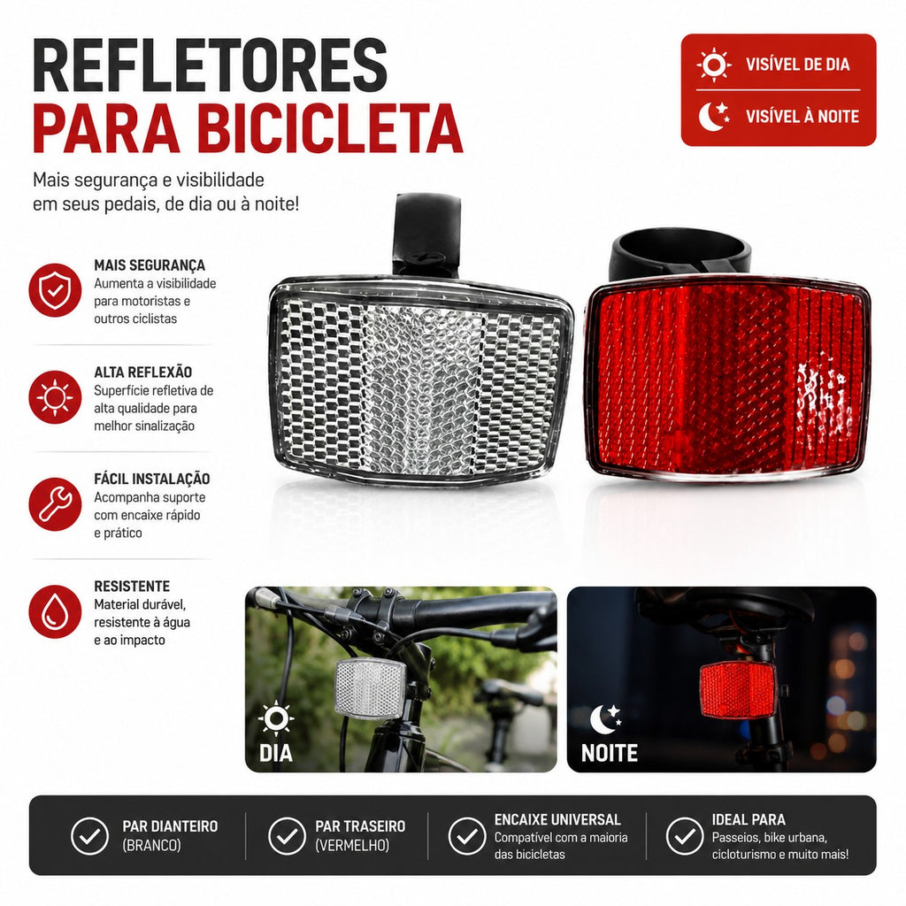 KIT REFLETORES DIANT/TRAS BRANCO/VERMELHO