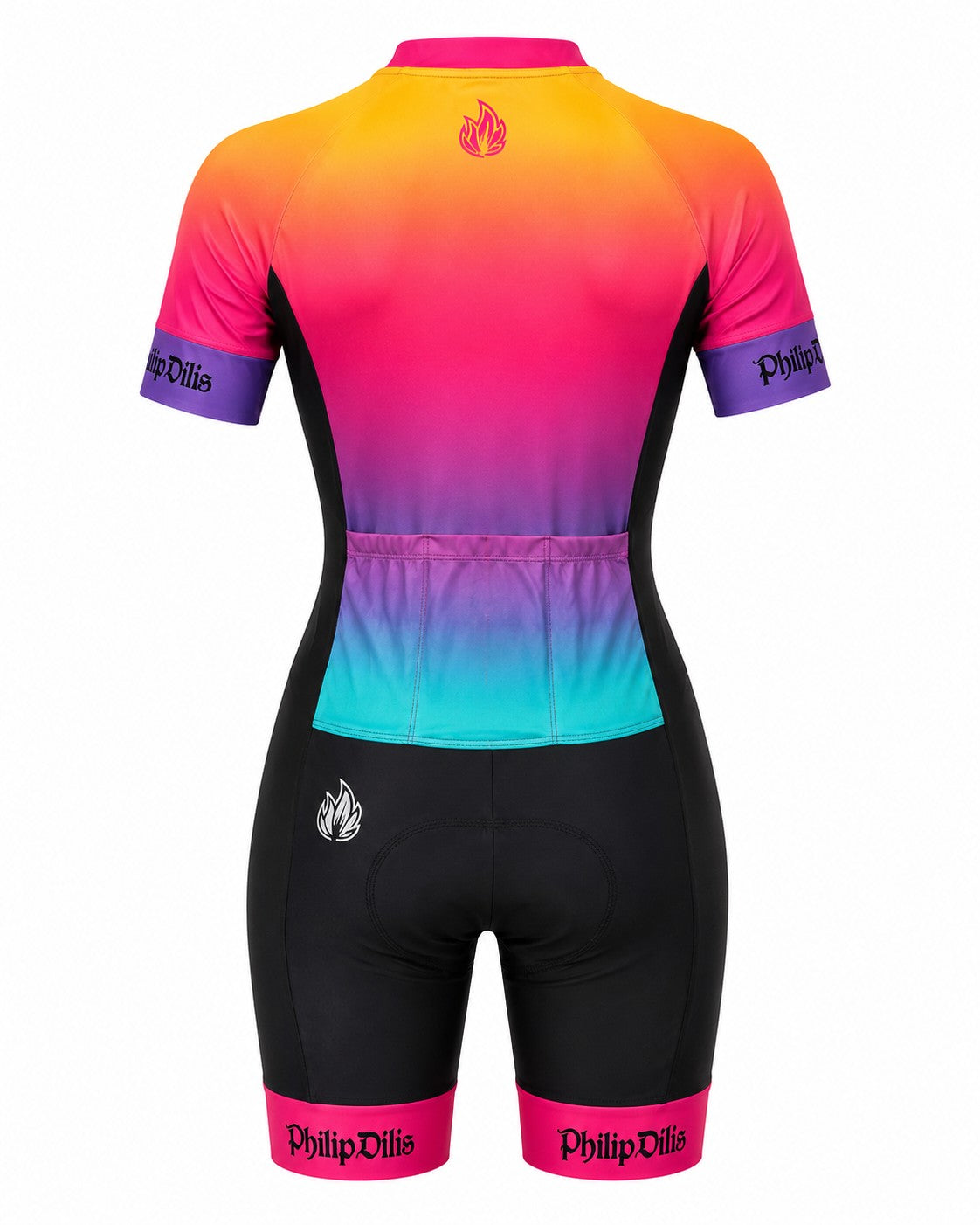 Macaquinho Ciclismo Feminino Filip Dillis Preto/Colors