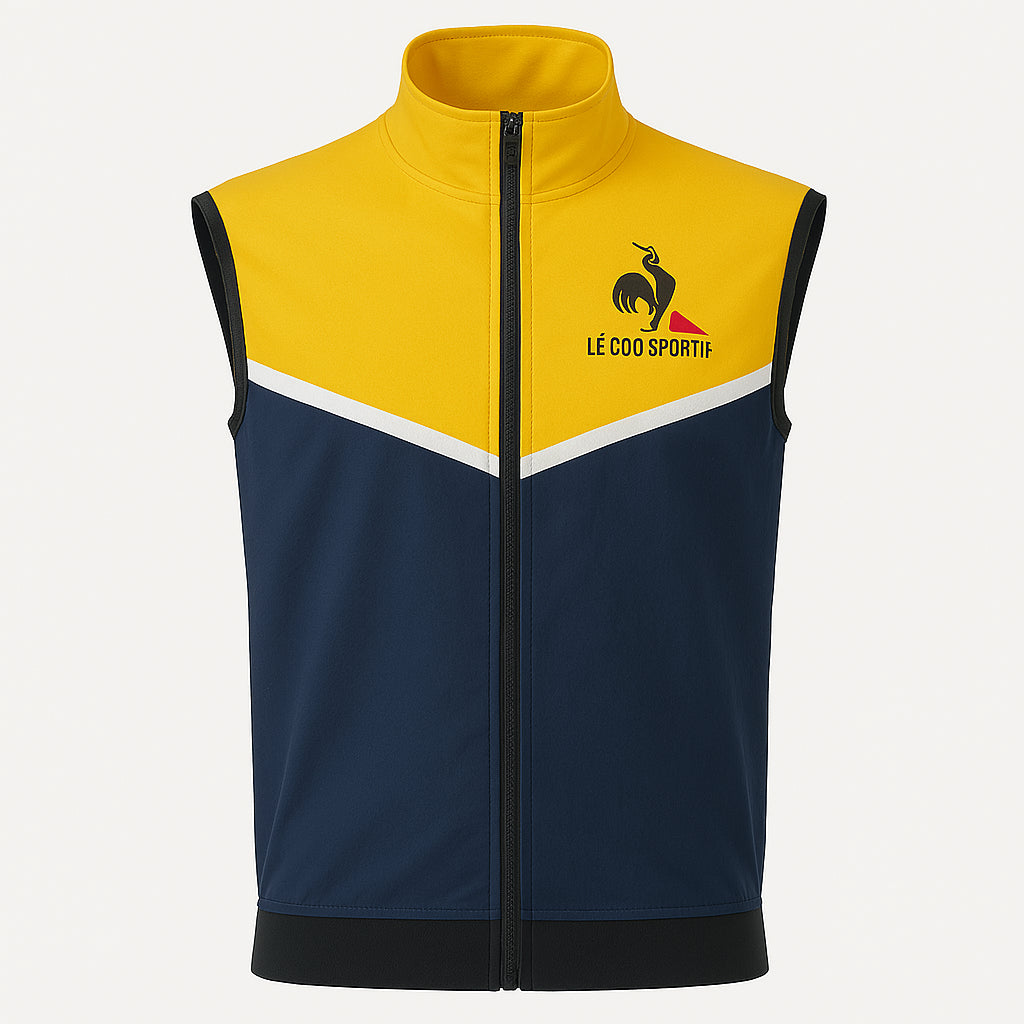 COLETE CORTA VENTO LE COQ SPORTIF CLIPPING AZUL/AMARELO - M