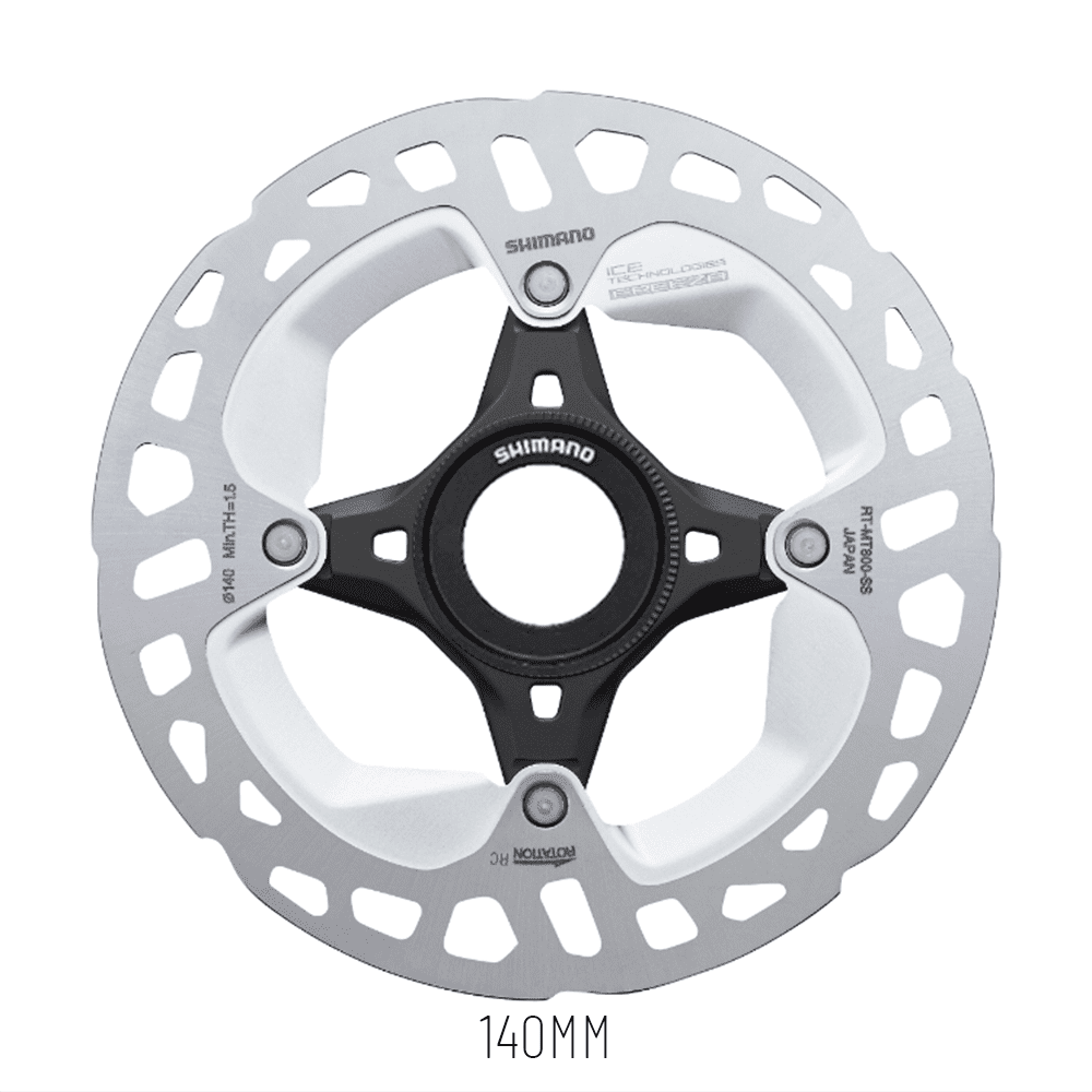 ROTOR DE FREIO A DISCO SHIMANO C. LOCK XT MT800 ICE TECH FREEZA 140mm - PRETO/PRATA