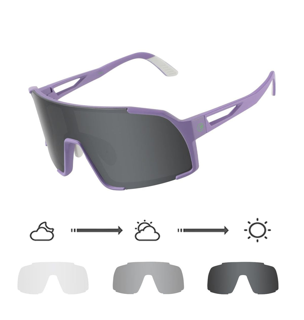 ÓCULOS CICLISMO ELLEVEN EL655 LENTE FOTOCROMÁTICA ROXO/VERDE