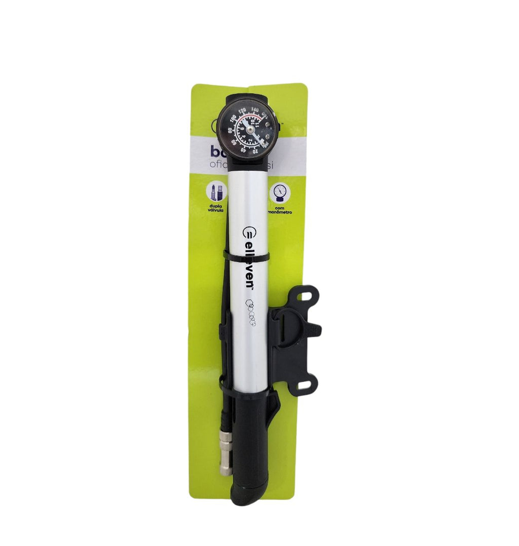 Bomba Mini Aluminio Com Mangueira E Manometro 80 Psi Elleven