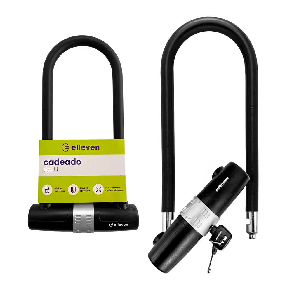 CADEADO TRAVA TIPO U ELLEVEN 170MM X 320MM - PRETO