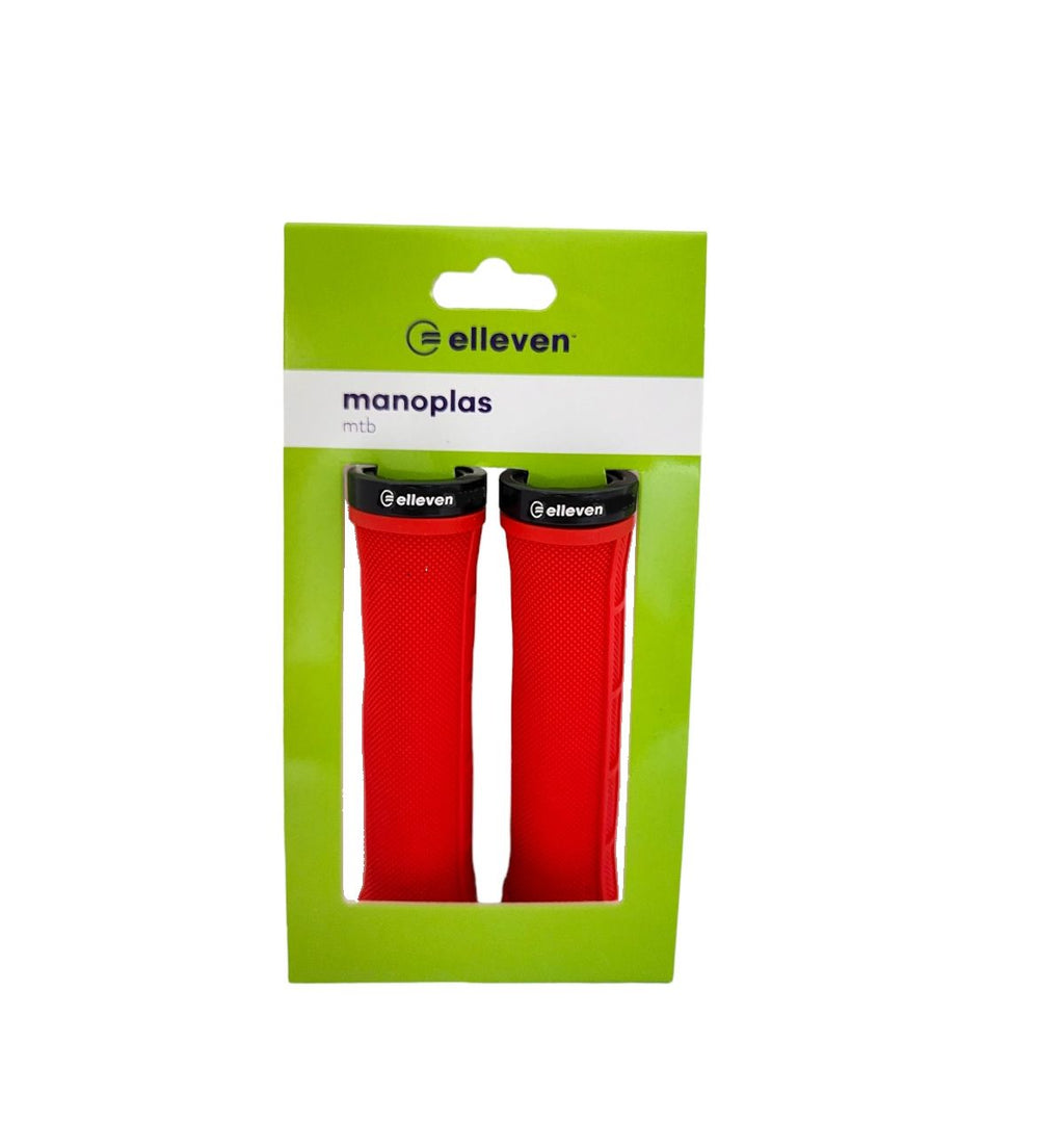 MANOPLA MTB ANTIDERRAPANTE 130MM ELLEVEN C/ TRAVA NATURAL/VERMELHO