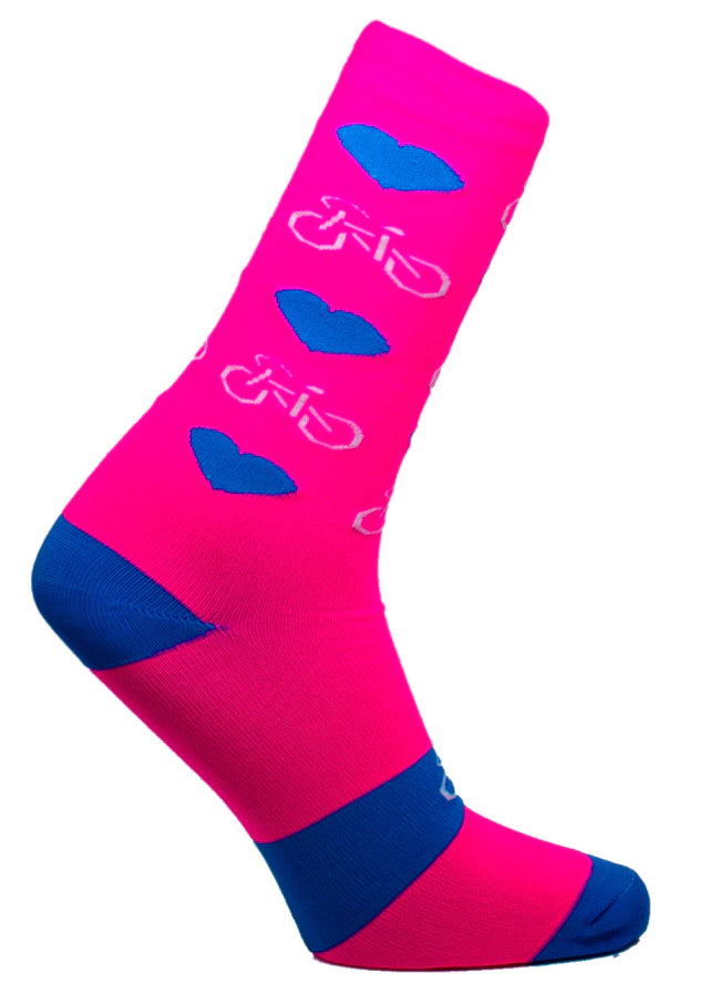 MEIA 36/38 CANO MEDIO PARTENZA ROSA/AZUL CORAÇÃO BIKE