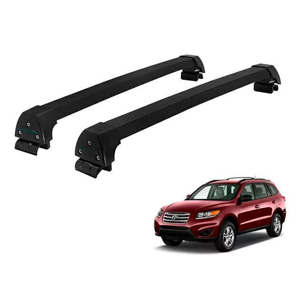 RACK LONG LIFE SPORT ALUM. PRETO P/ HYUNDAI SANTA FÉ C/ TETO SOLAR - A PARTIR DE 2017 (PSF) - PRETO