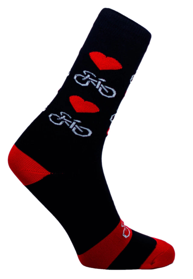 MEIA 36/38 CANO MEDIO PARTENZA PRETO/VERMELHO CORAÇÃO BIKE