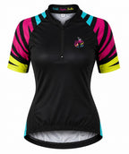 CAMISA CICLISMO FILIP DILLIS FEMININO PRETO/PINK/AMARELO/TURQUESA