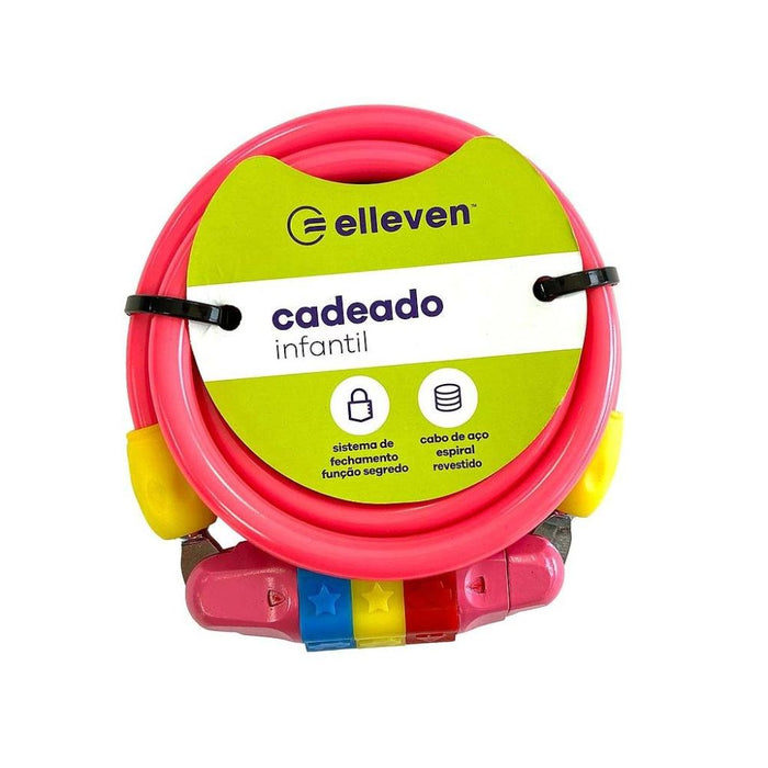CADEADO ESPIRAL 8MM X 1,2M ELLEVEN INFANTIL C/ SEGREDO - ROSA
