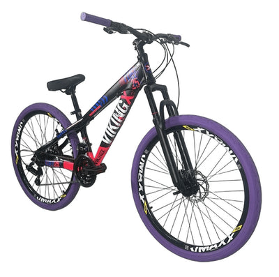 Bicicleta 26 Viking-X Tuff 30  Preto/Roxo/Rosa Camb Shimano