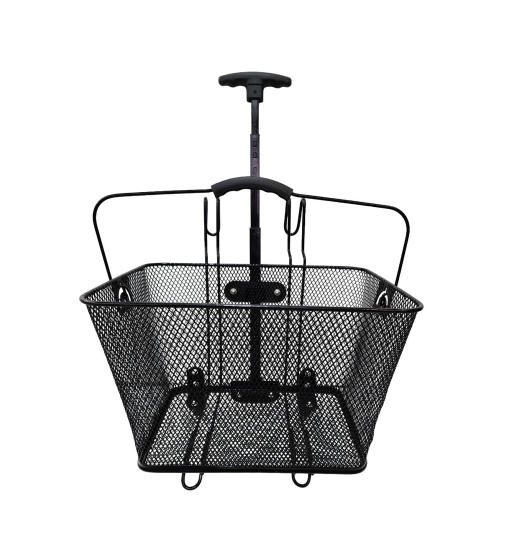 CESTA ARAMADA ELLEVEN CARRINHO 2 EM 1 40X30X22CM COM ALÇA - PRETO
