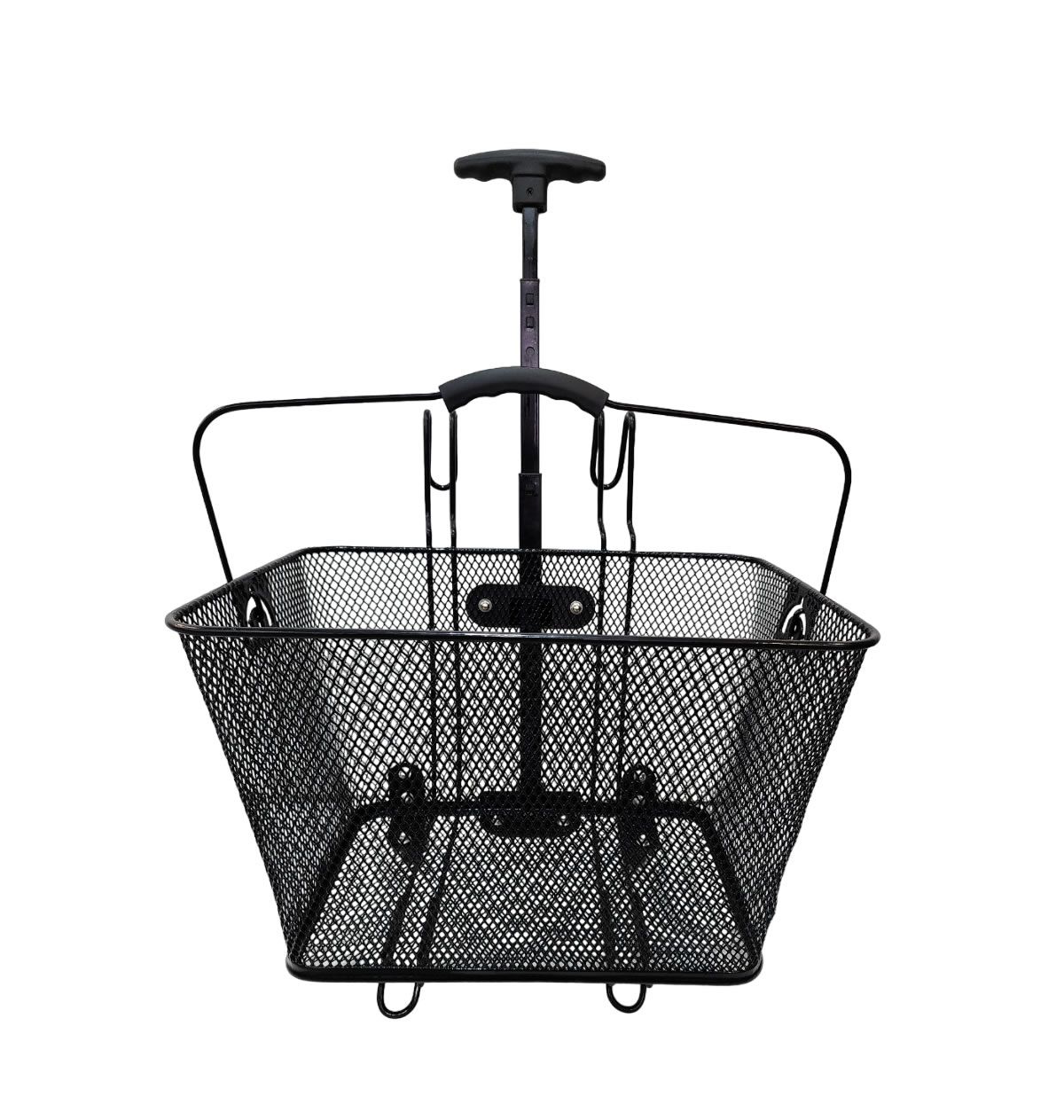 CESTA ARAMADA ELLEVEN CARRINHO 2 EM 1 40X30X22CM COM ALÇA - PRETO