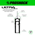 SUSPENSÃO ULTRA XC TRAVA NO GUIDÃO SR ARIETE ARO 29 TUBO TAPERED EIXO 15X110 PRETA BRILHANTE