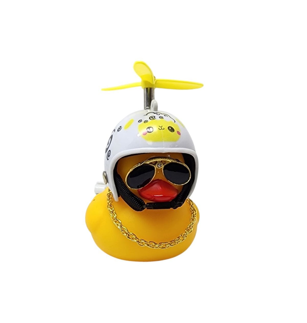 BUZINA SILICONE PATO COM CAPACETE BRANCO OVELHA PSICODÉLICO