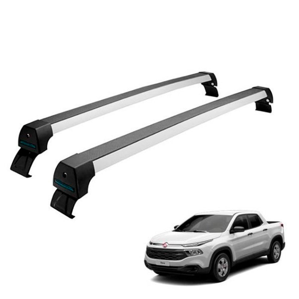 RACK DE TETO LONG LIFE SPORT ALUM. P/ FIAT TORO S/LONG. OU LONG. PARCIAL 2017 A 2023 (ATRO) - PRATA