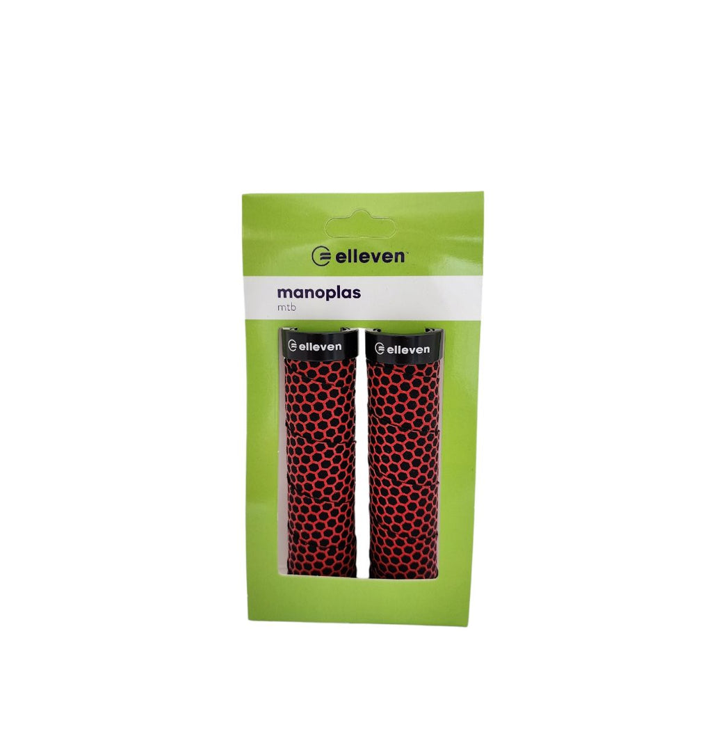 MANOPLA MTB EM EVA COM TRAVA 130MM RELEVO ELLEVEN PRETO/VERMELHO