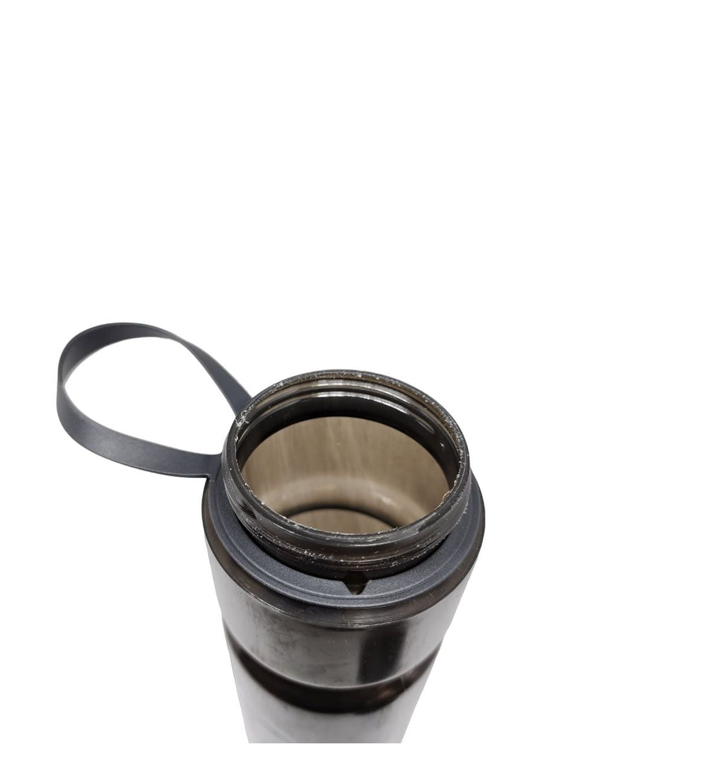 CARAMANHOLA GARRAFA HIDRATAÇÃO ELLEVEN EL 650ML BOCA LARGA COM ALÇA CINZA/PRETO