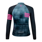 CAMISA CICLISMO FREE FORCE BASIC FEMININA MANGA LONGA CARE - PRETO/AZUL/PINK - M