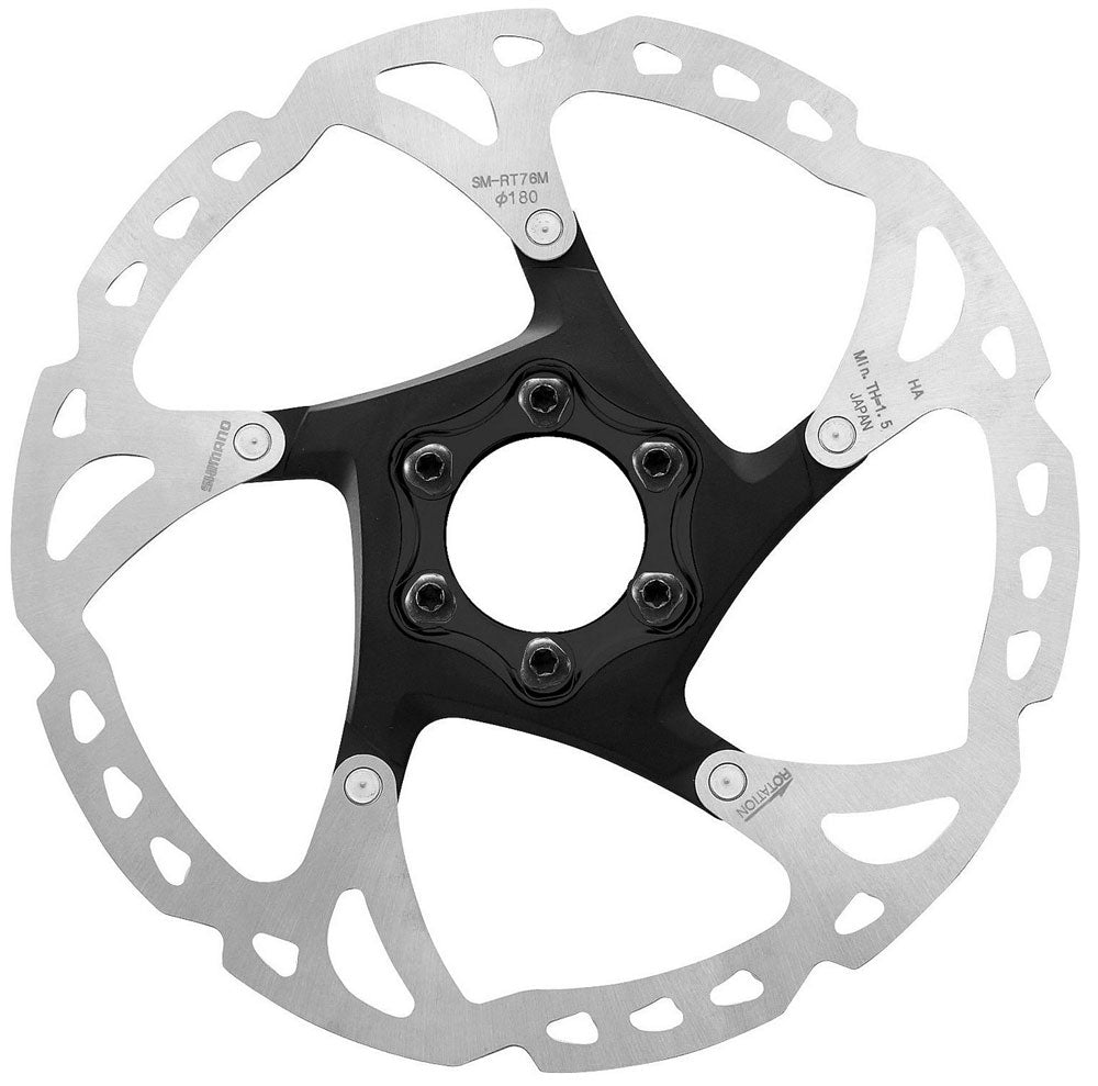 ROTOR DE FREIO A DISCO SHIMANO DEORE XT RT76 180mm - PRATA - 180mm