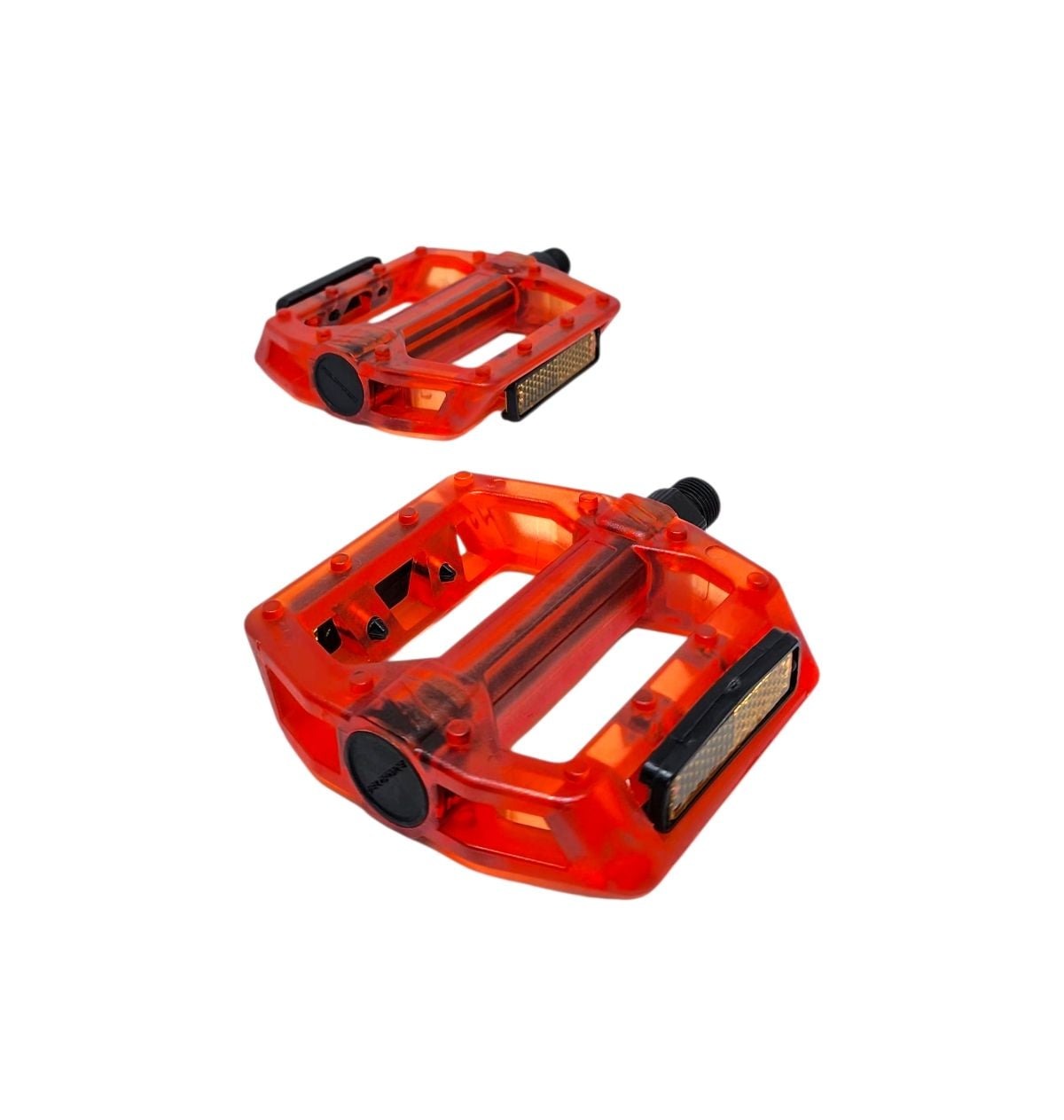 PEDAL PLATAFORMA 9/16 ESFERADO ACRÍLICO COM REFLETOR TRANSPARENTE VERMELHO