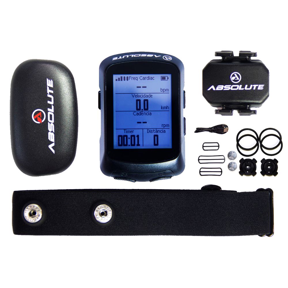 CICLOCOMPUTADOR GPS ABSOLUTE WILD COMBO  CINTA  CADENCIA - PRETO