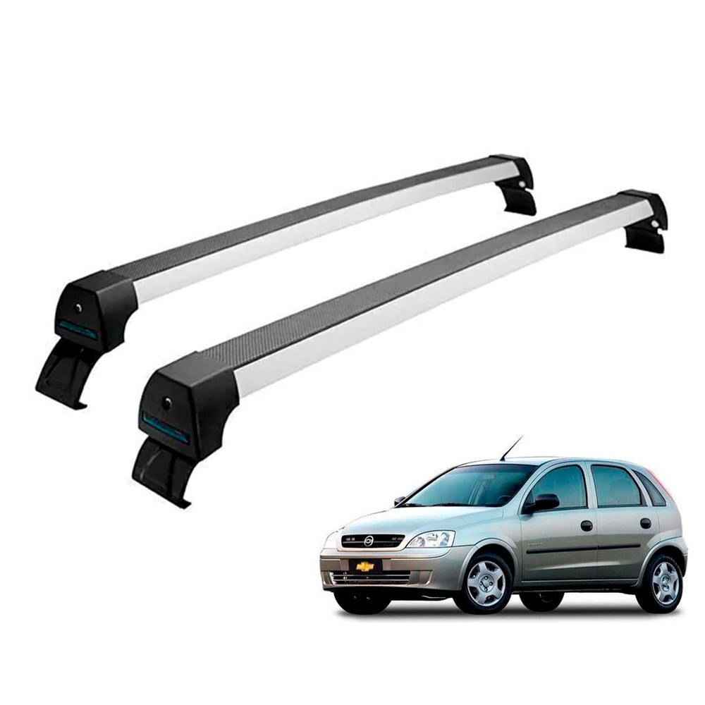 RACK LONG LIFE SPORT ALUM. PRATA P/ CHEVROLET CORSA HATCH/SEDAN 4P 2004+ (ACrs-4)