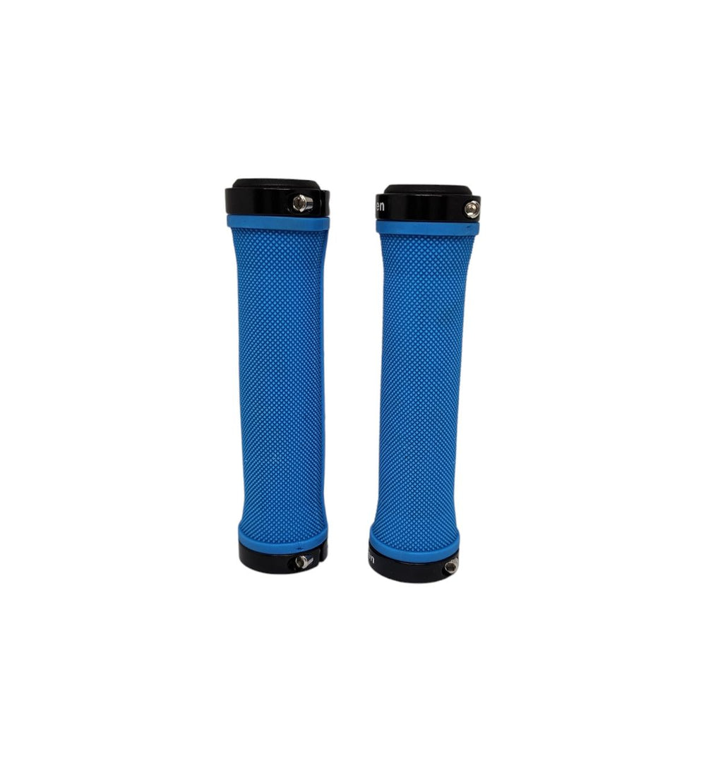 MANOPLA MTB ANTIDERRAPANTE 130MM ELLEVEN C/ TRAVA NATURAL/AZUL