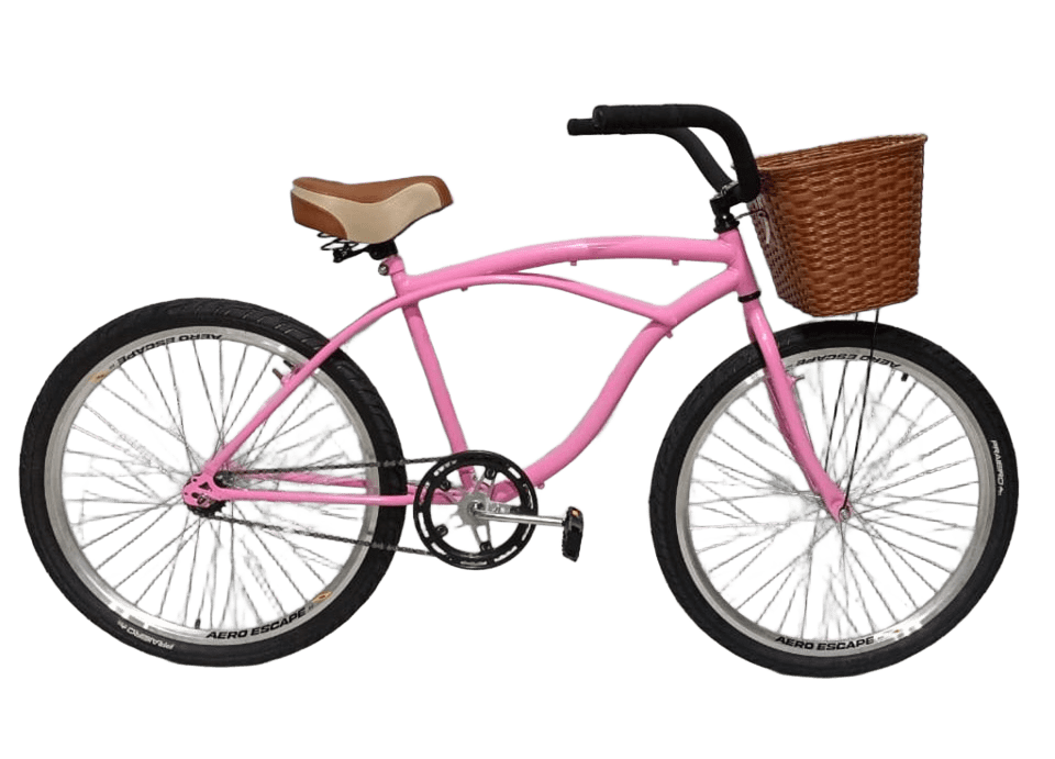 Bicicleta 26 Beach Cruiser Rosa Contra Pedal