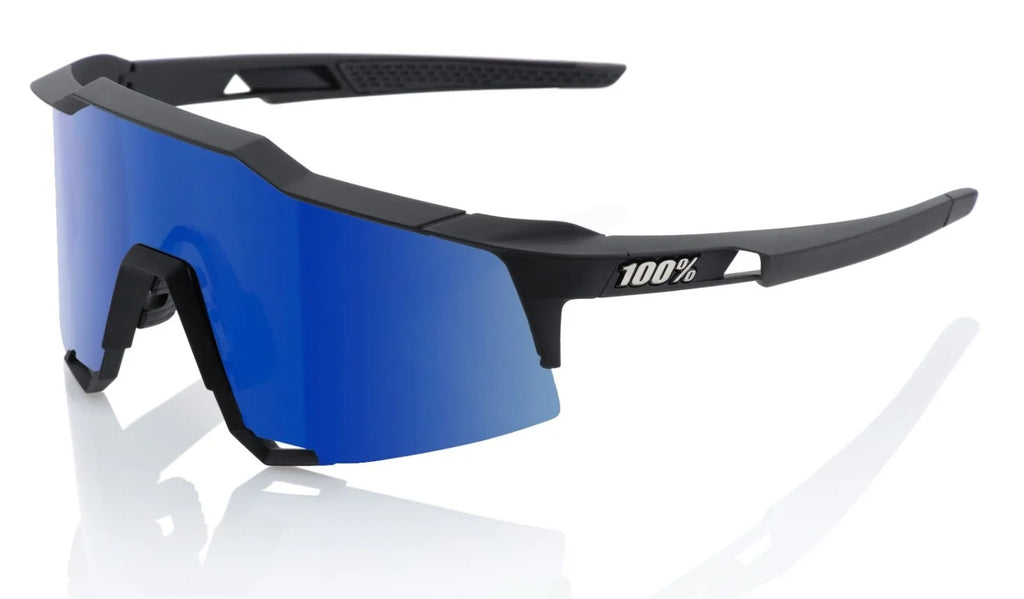 OCULOS 100% SPEEDCRAFT - MATTE BLACK - HIPER BLUE MULTILAYER MIRROR LENS