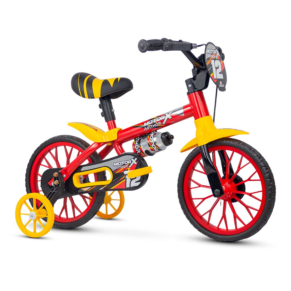 Bicicleta 12 Nathor Motor X - Vermelho/Amarelo