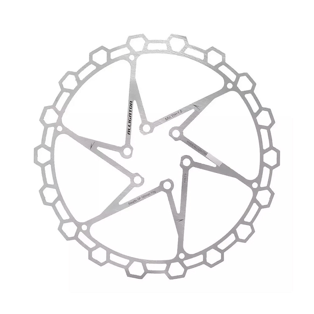 ROTOR DE FREIO A DISCO ALLIGATOR DIAMOND 160mm - PRATA - 160mm