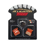 PASTILHA FREIO ALLIGATOR TURBO SEMI METÁLICA, EM ALUMÍNIO C/ ALETAS P/REFRIGERAÇÃO, P/AVID/SRAM LEVEL(ULTIMATE E TLM), R