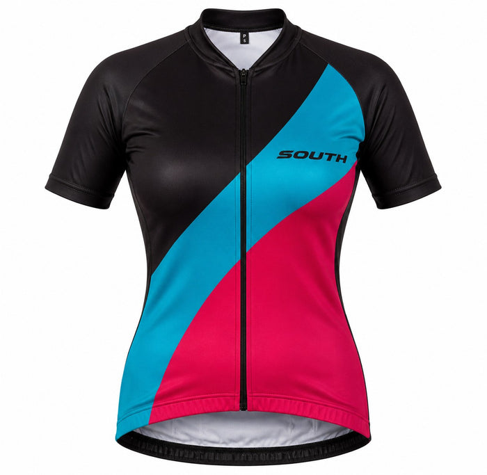 Camisa Ciclismo Feminino Refactor South Preto/Azul/Pink - PRETO/AZUL/PINK / P