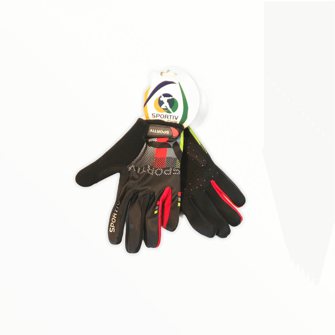 LUVA DE CICLISMO FECHADA SPORTIV PRETO/VERMELHO - G