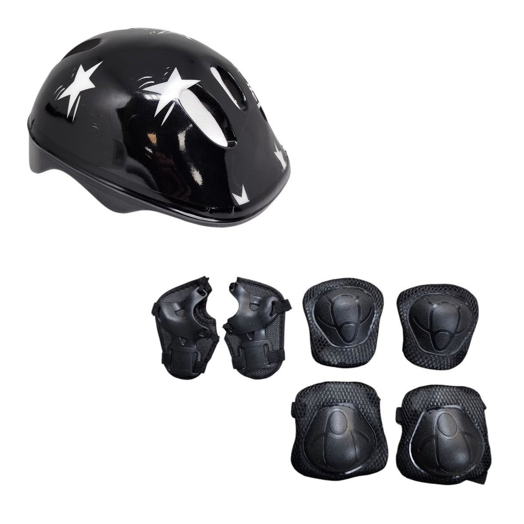 KIT SEGURANÇA INFANTIL BASIC CAPACETE+ JOELHEIRA+COTOVELEIRA PRETO