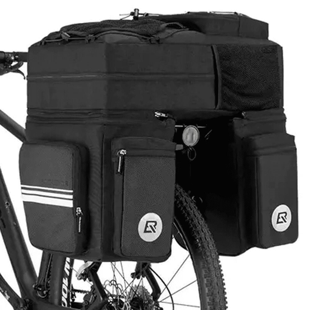 BOLSA ALFORGE/MOCHILA ROCKBROS P/ BAGAGEIRO COM CAPA DE CHUVA - PRETO