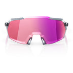 OCULOS 100% KORBIN - POLISHED TRANSLUCENT GREY - PURPLE MULTILAYER MIRROR PRETO