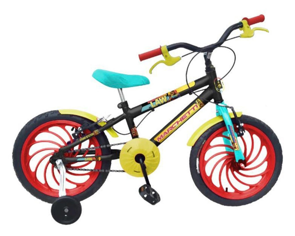 BICICLETA ARO 16 MARCHETTI ZOE AÇO PRETO/VERMELHO/VERDE