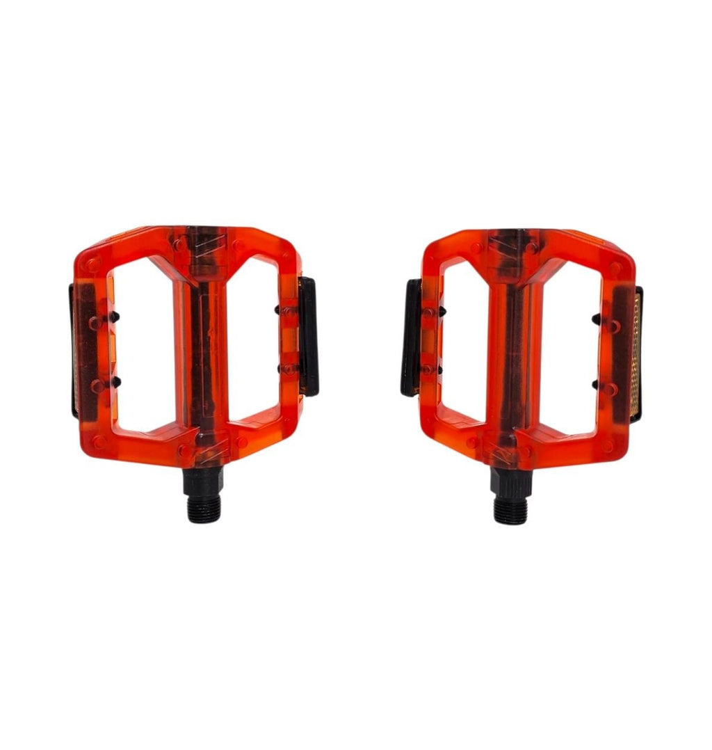 PEDAL PLATAFORMA 9/16 ESFERADO ACRÍLICO COM REFLETOR TRANSPARENTE VERMELHO