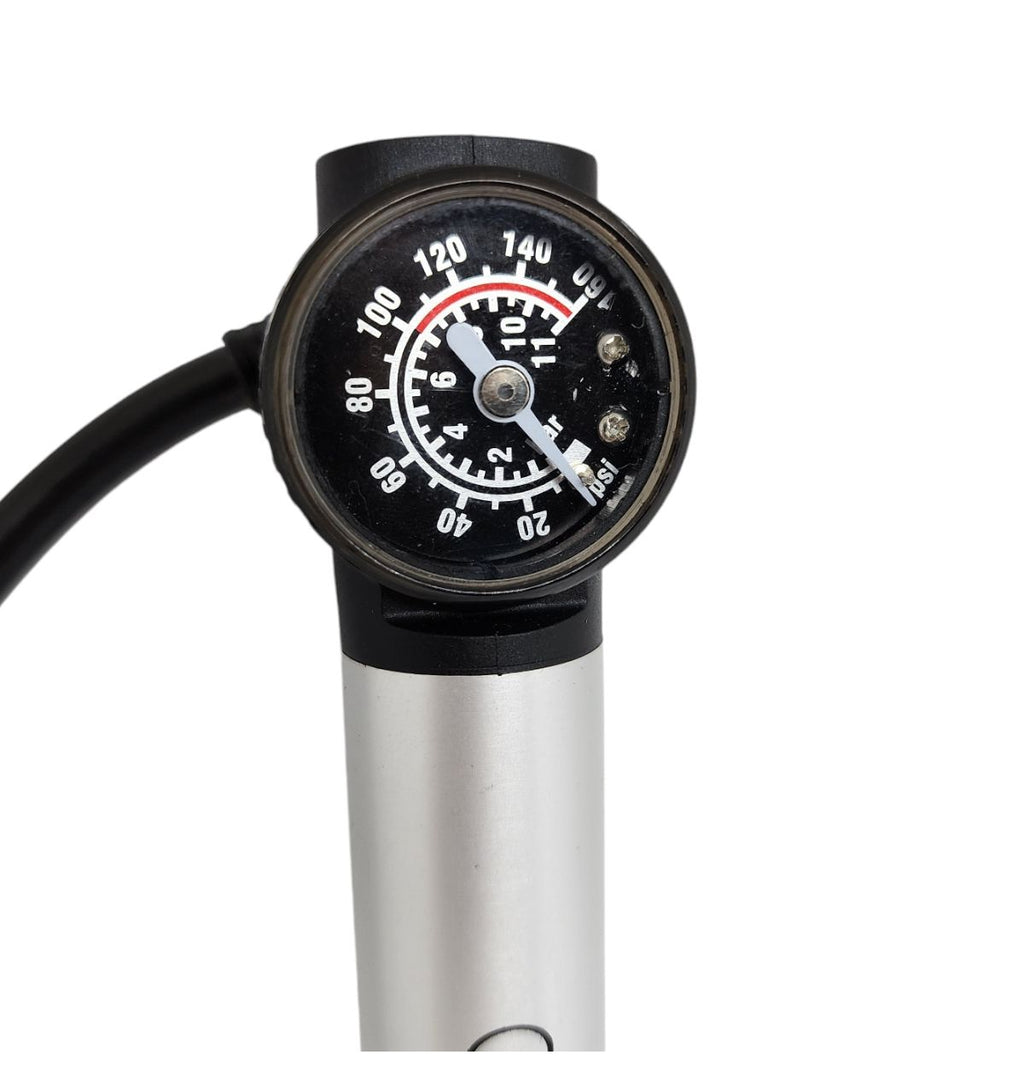 Bomba Mini Aluminio Com Mangueira E Manometro 80 Psi Elleven
