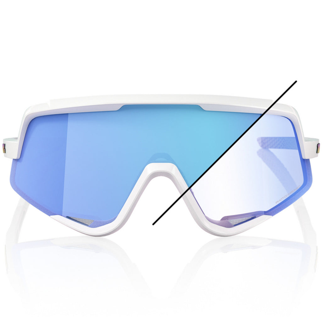 OCULOS 100% GLENDALE - BASTILLE LE - PEARL WHITE GLITTER - BLUE MIRROR PHOTOCHROMIC PRETO