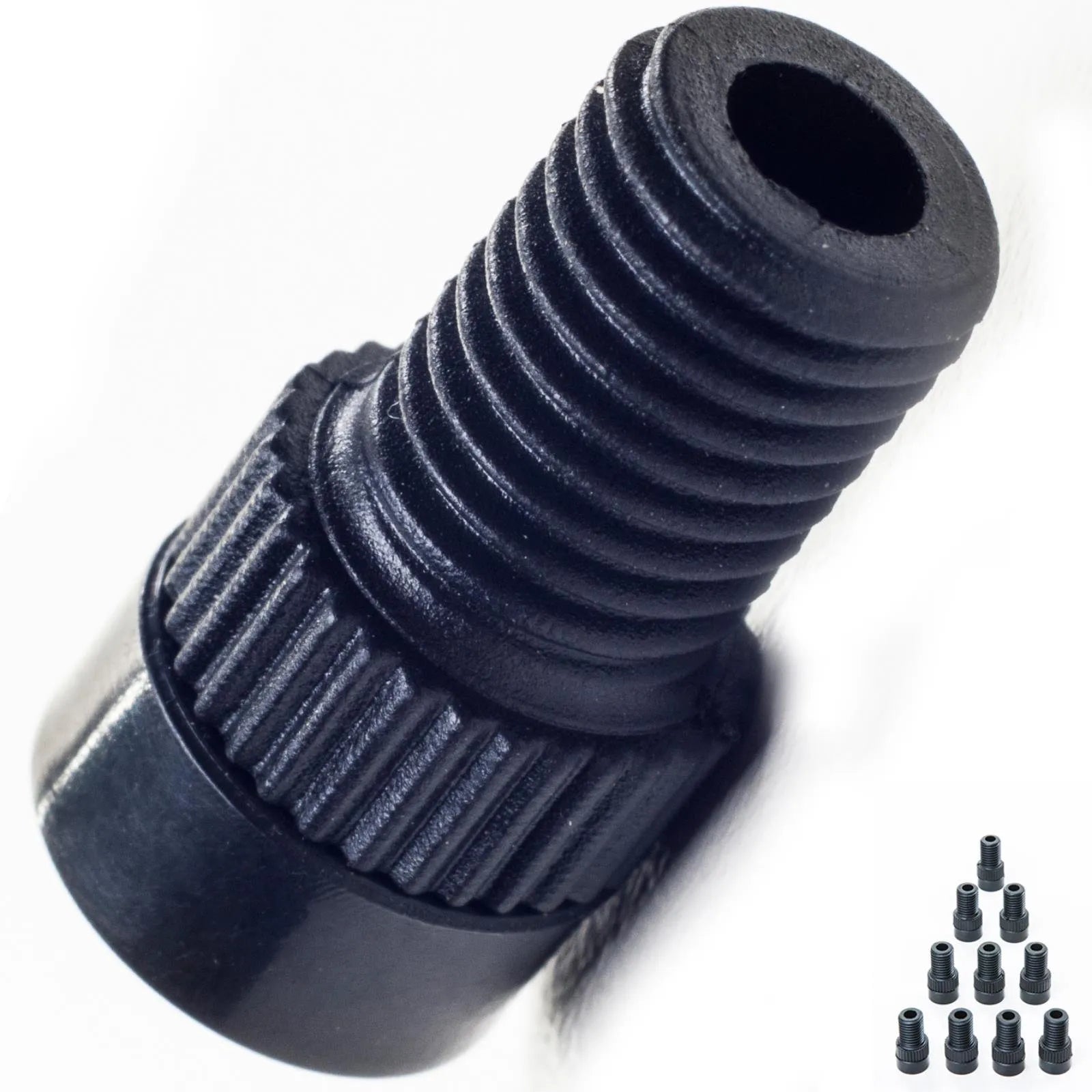ADAPTADOR DE VÁLVULA NYLON PRESTA P/ BUTYL/SCHRADER/AMERICANA - PRETO